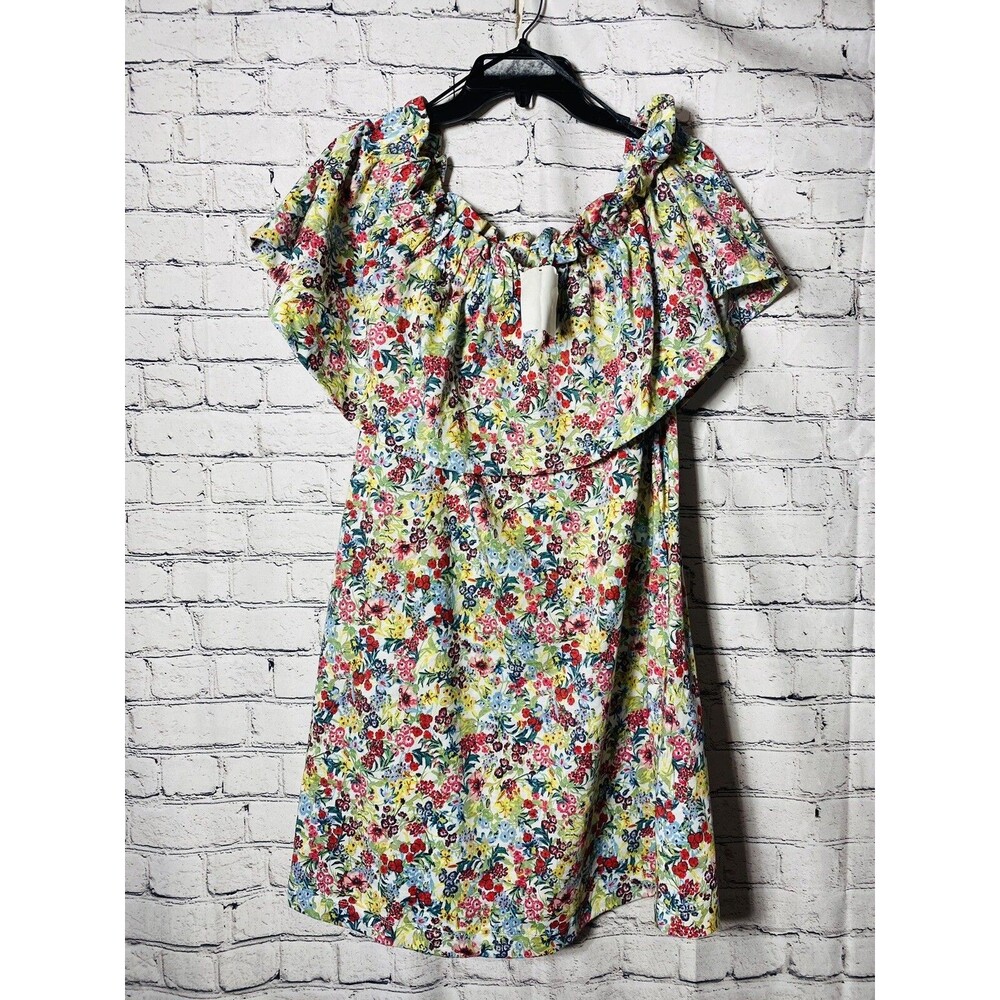 H&M Women’s Multicolor Floral Elastic Off‎ The Shoulder Mini Dress Size M